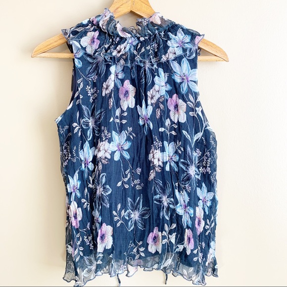 JOHNNY WAS silk ruffle sleeveless top size XS floral - Picture 5 of 12